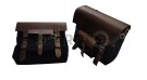 For Royal Enfield Bear 650 Canvas and Leather Pannier Bags With Saddle Stays Black - SPAREZO